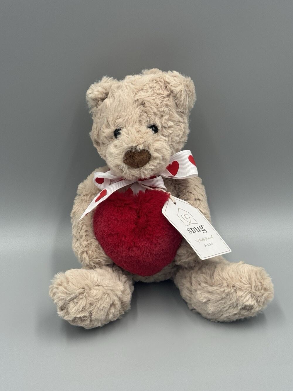 Snug Teddy Bear Holding Heart Plush Brown Beige 10 Inch Stuffed Animal